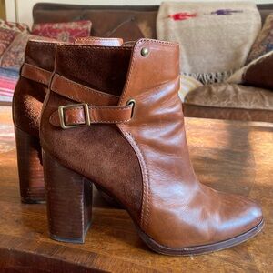 Frye Brown Leather and Suede Booties